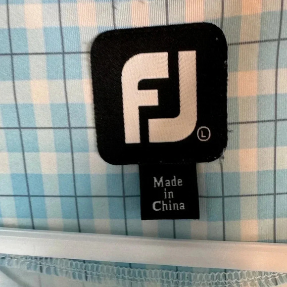 Foot Joy Men’s Pocket Polo‎ Shirt Blue Check Size Large - Picture 7 of 7